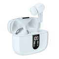 Jerry X08 wireless Bluetooth in-ear headphones with digital display in black, grey or white colours