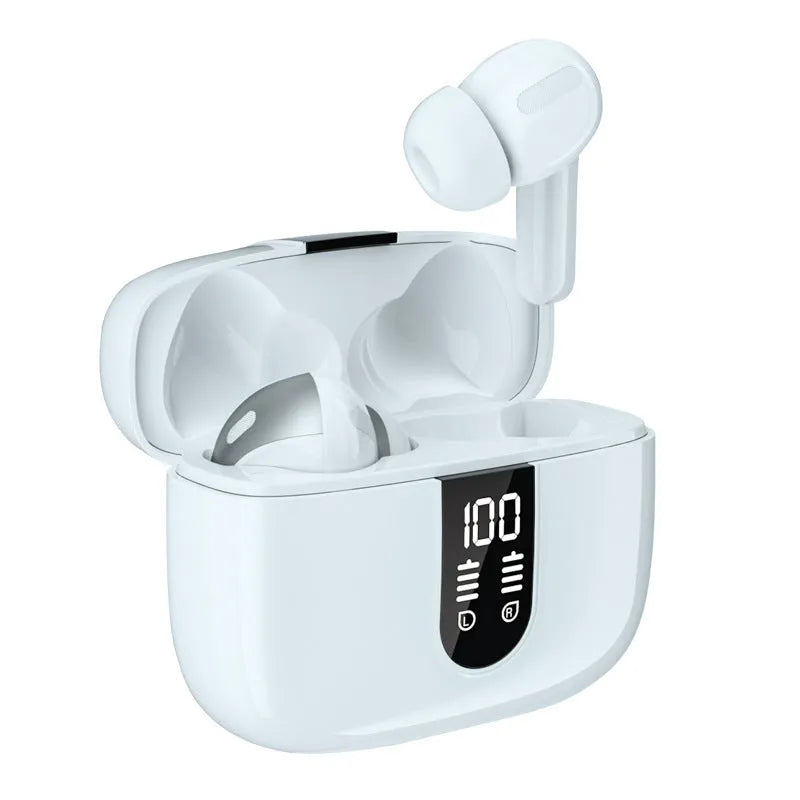 Jerry X08 wireless Bluetooth in-ear headphones with digital display in black, grey or white colours