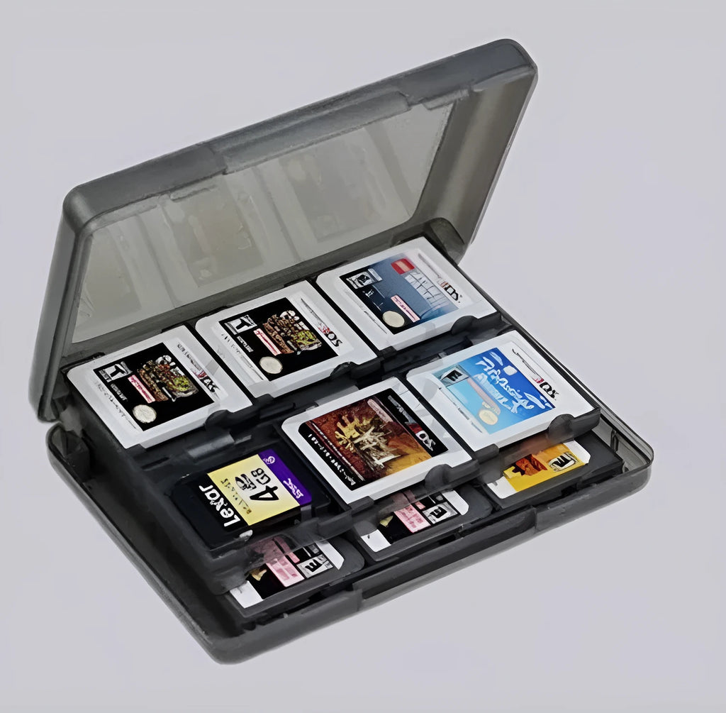 NDS and 3DS game card storage box with multiple cartridge slots in PP plastic