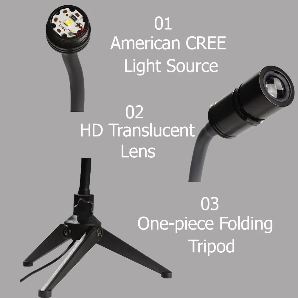Star projector lamp showing earth projection with adjustable hose bracket and USB cable
