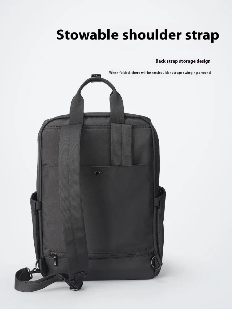 Elegant black computer backpack with 20-35L capacity and multiple storage compartments