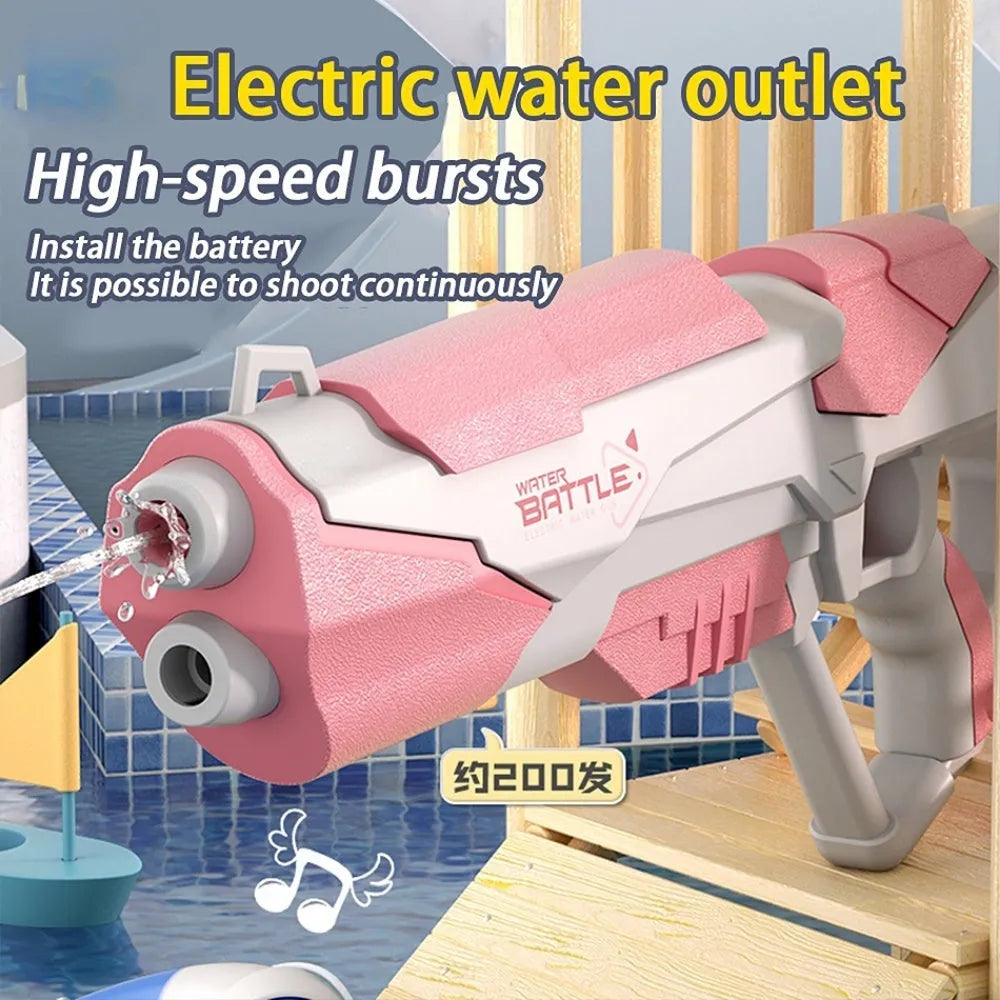 Blue electric water gun with USB charging cable and 55cm length for outdoor water fights