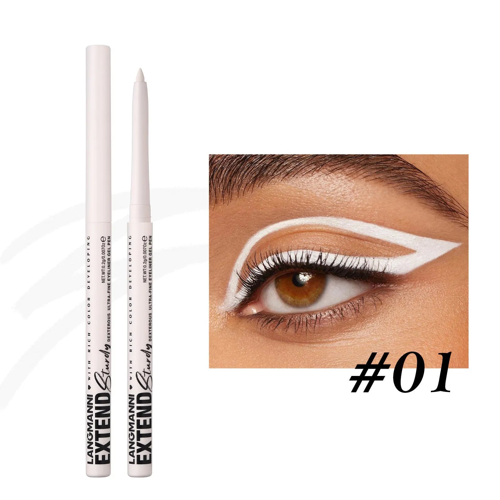 Set of 12 colourful gel glitter eyeliner pencils showing matte, glitter, metallic and pearl shades.