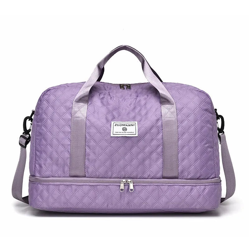 Large Oxford cloth leisure travel bag in a solid colour with sewing thread detail, shown in a 36-55L capacity size.