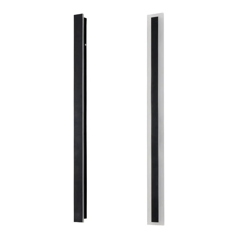 150cm long straight outdoor LED wall lamp with wrought iron housing, shown mounted on an exterior wall.