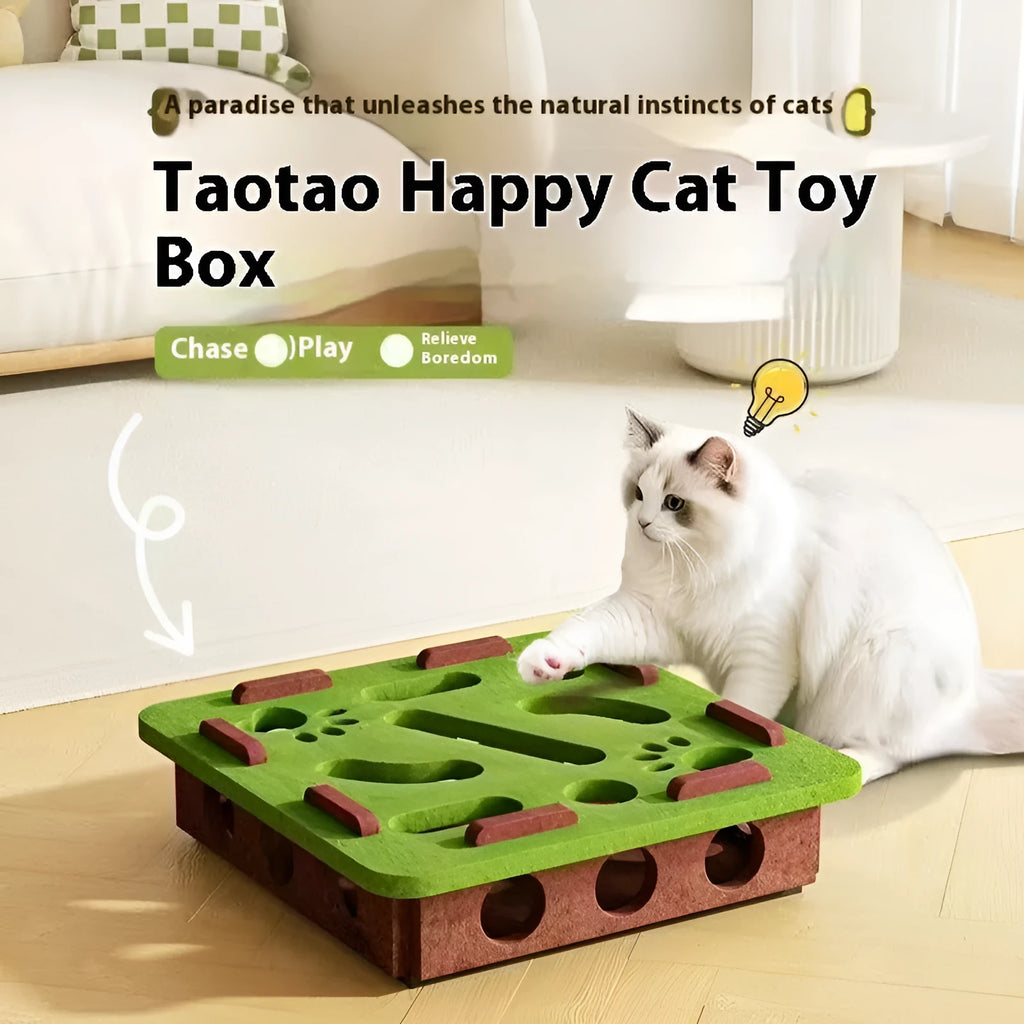 Rectangular felt cat scratching toy box with central hole in grey, green brown, or camel white colour