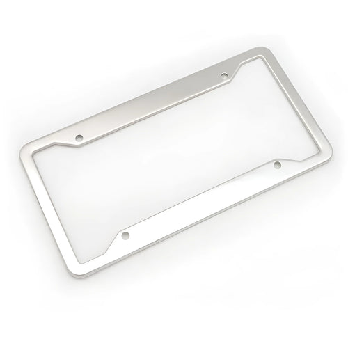Aluminium alloy license plate frame in black, light grey, silver, or stainless steel finishes