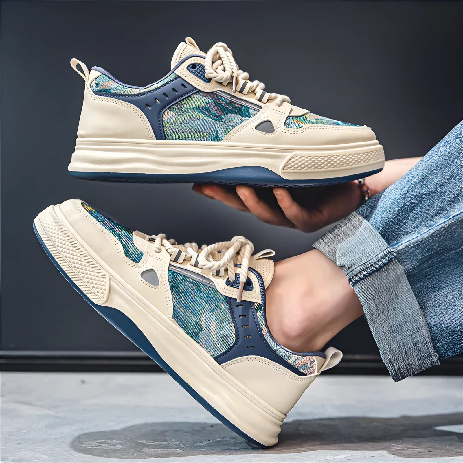 Canvas casual flat shoes in Milan green colour with round toe design