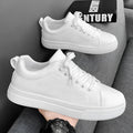Men's low-top Korean-style sneaker in black with white rubber sole