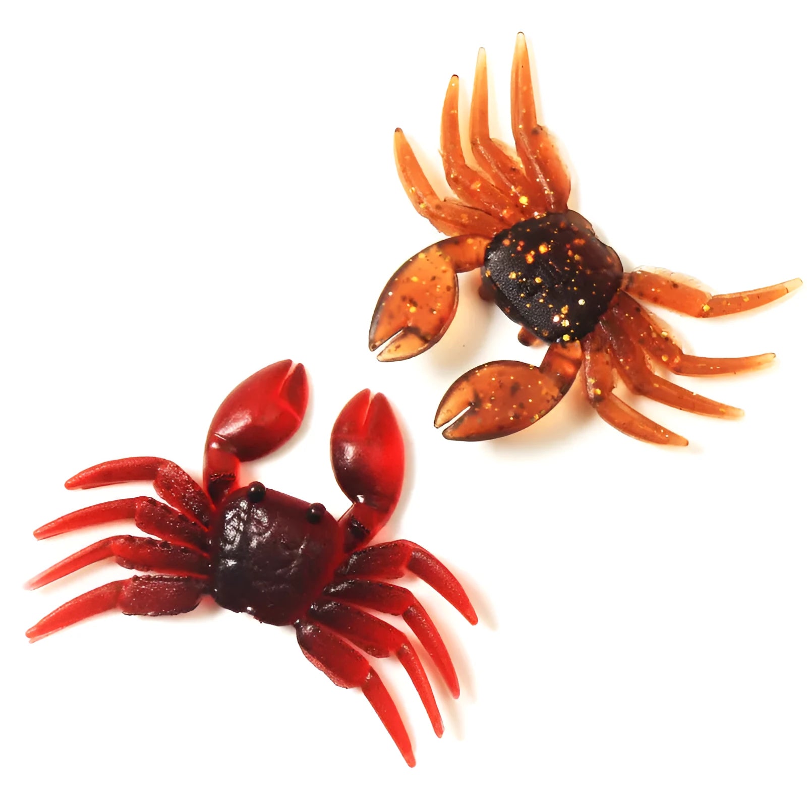PVC crab fishing lure in brown and red colour options measuring 8cm for bottom-feeding fish