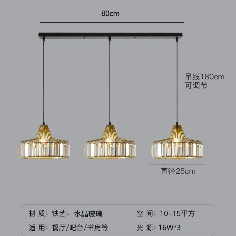 Modern crystal bedside lamp with light luxury chandelier design in black finish