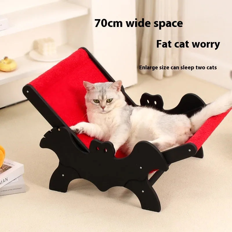 MW-054 wooden cat recliner bed with black and red halloween cage design
