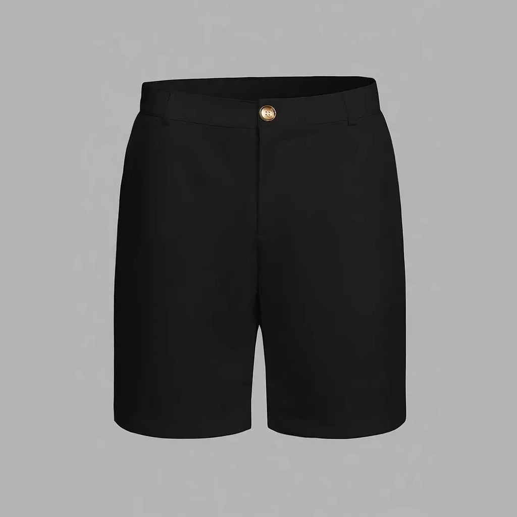 Men's straight-leg casual sports shorts in a solid colour, made from cotton blend fabric