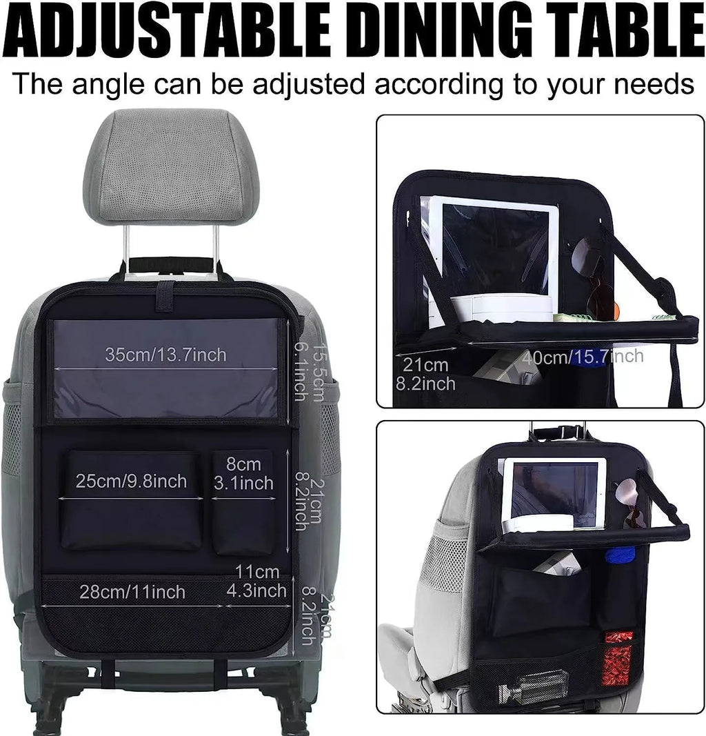 Black Oxford cloth car seat back buggy bag showing 42x30 cm hanging storage organiser