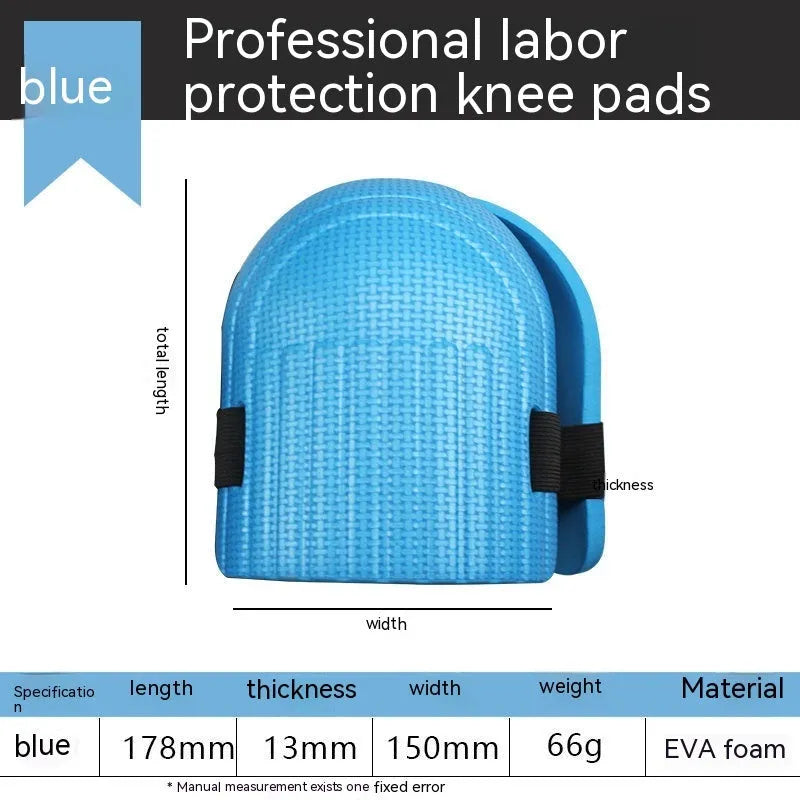 A pair of thick EVA foam kneecap pads in blue colour for floor work.