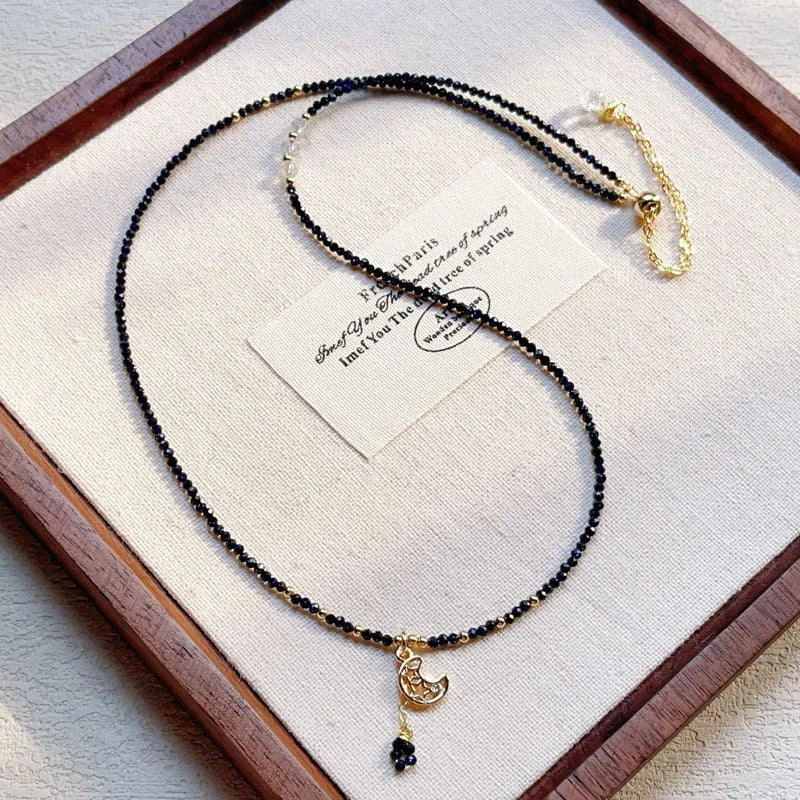 Women's blue sand stone three-ring multi-layer bracelet showing interconnected design