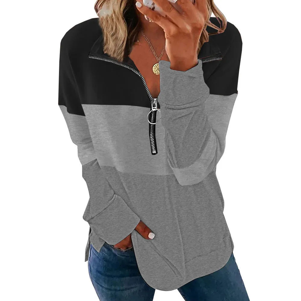 Women's loose fit leopard print long-sleeved sweater in polyester fabric on hanger