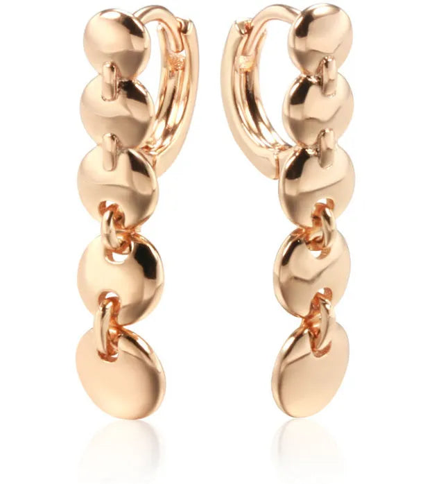 Retro gold woven long circle hoop earrings with 5cm diameter on copper base