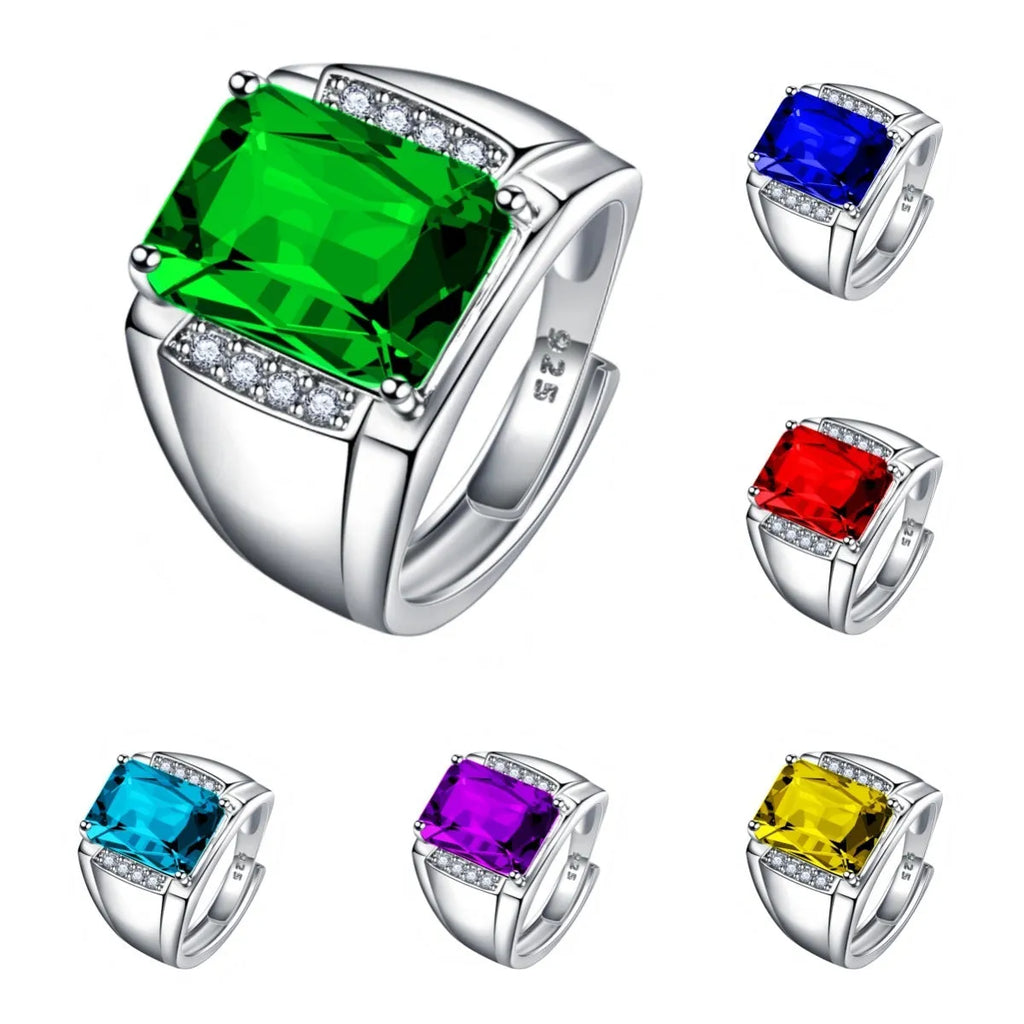 Open geometric adjustable copper ring set with coloured diamond rhinestones.