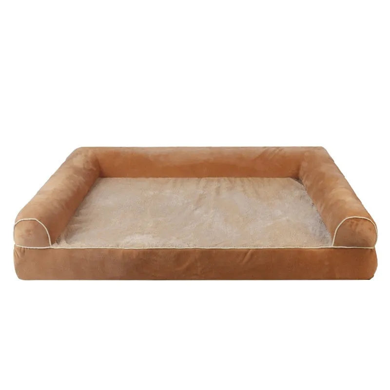 Square-shaped dog bed with sponge cushion, shown in a neutral colour like light grey or beige.