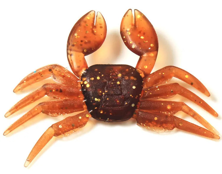 PVC crab fishing lure in brown and red colour options measuring 8cm for bottom-feeding fish