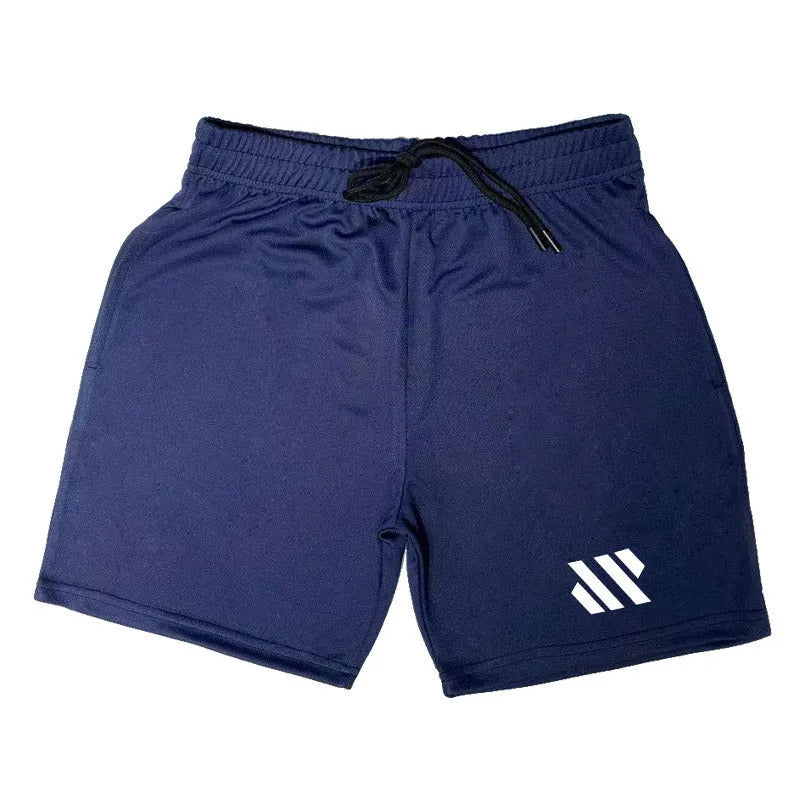 Man's loose-fit metal silk polyester sports shorts in army green colour for summer running.