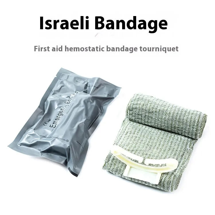 Tactical training hemostatic bandage showing portable gauze tape in multiple size options