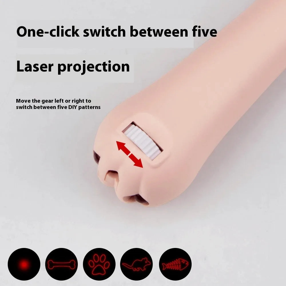 Infrared pet laser toy with cat teasing stick in blue colour.