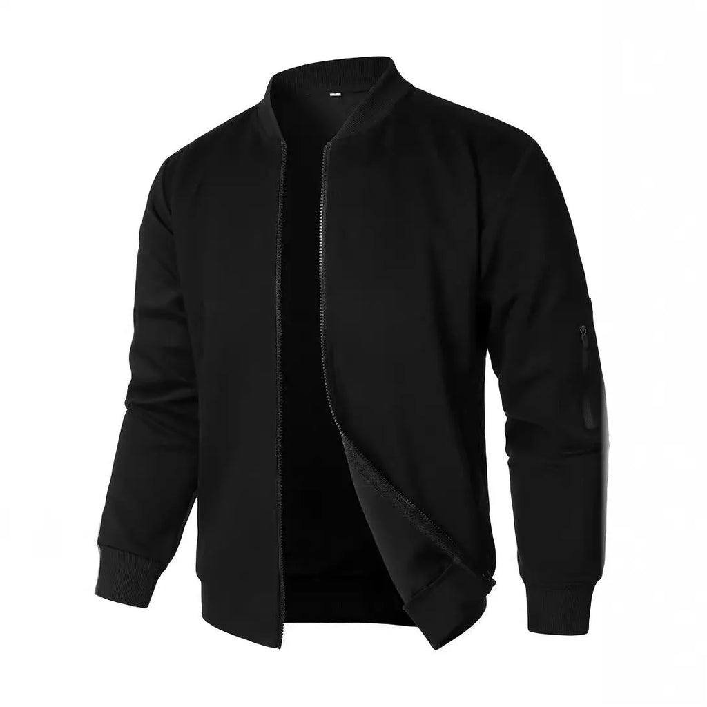 Men's loose fit knitted jacket in light business style, colours black blue grey