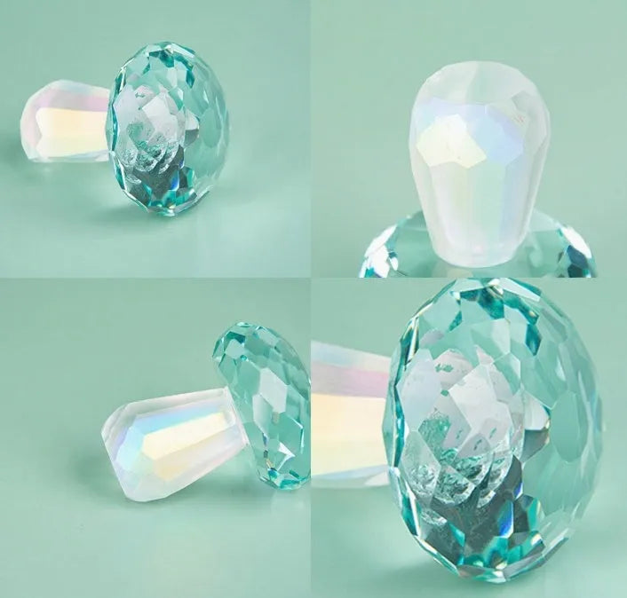 Colourful geometric crystal mushroom decorative sculpture measuring 40mm by 53mm