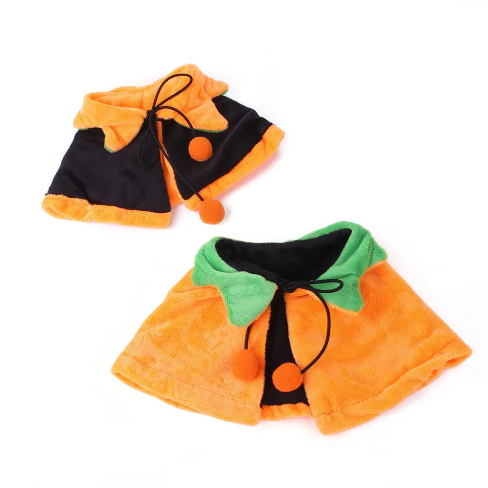 Halloween pumpkin pet cloak reversible design for dogs and cats with plush material