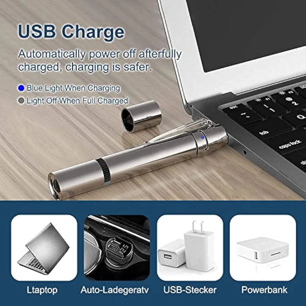 Silver aluminium alloy cat laser pointer toy with multiple light pattern modes