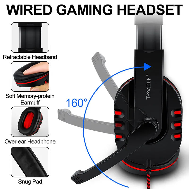 Thunder Wolf gaming keyboard and mouse set with headset and mouse pad bundle