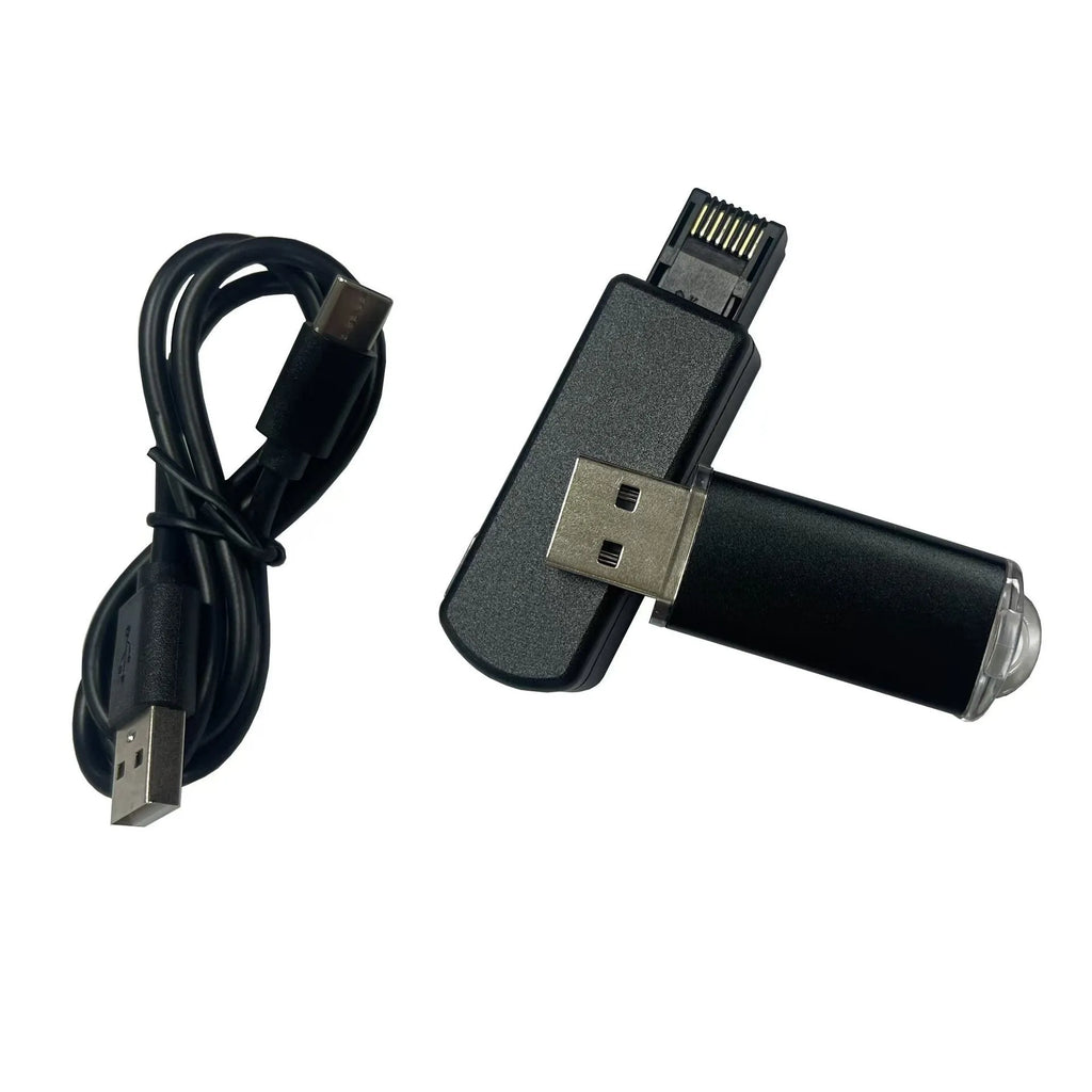 Black PS5 JB Tool USB adapter made of alloy and ABS plastic on a white background.