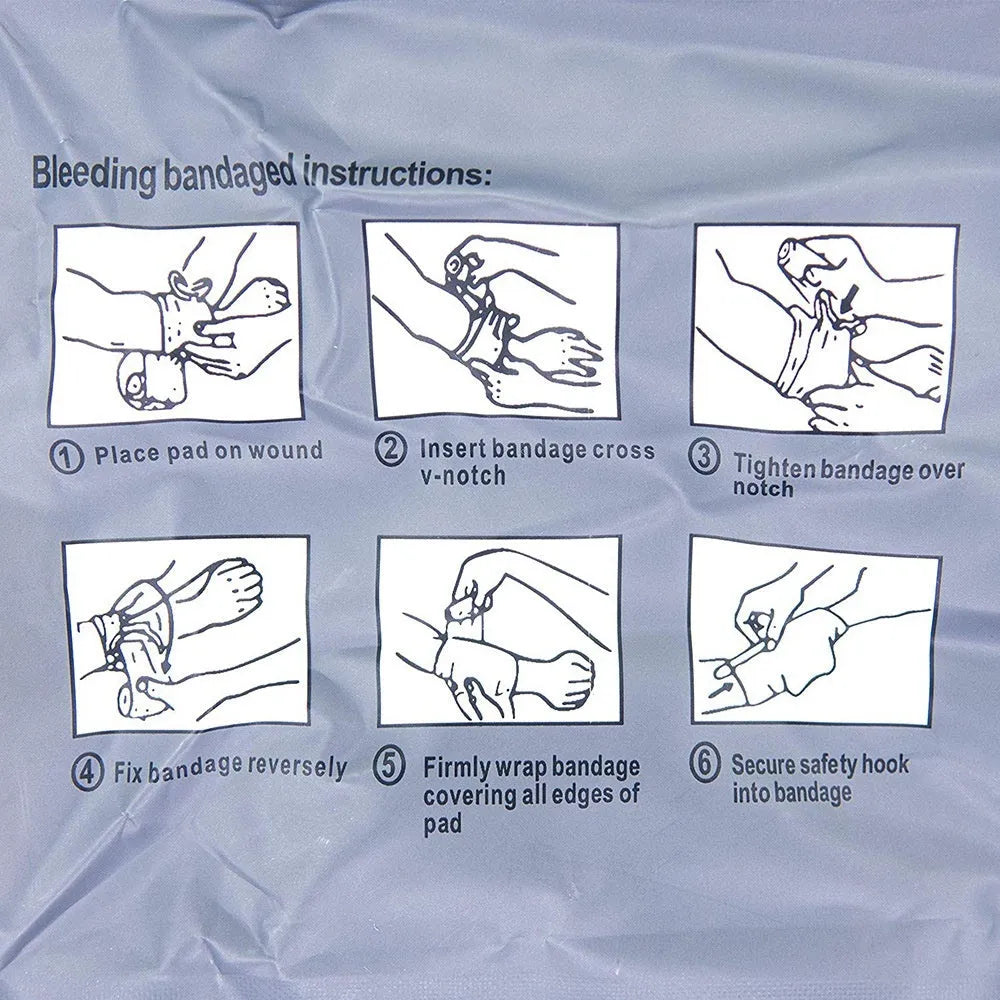 Tactical training hemostatic bandage showing portable gauze tape in multiple size options