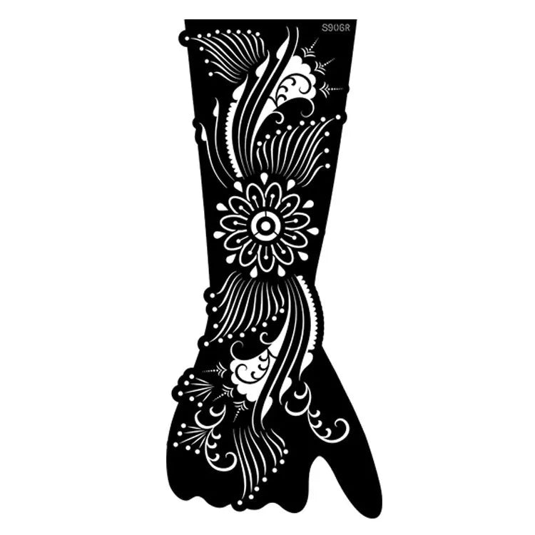 Hollow geometric tattoo sticker sheet with 30 machine-cut 3D paper carving patterns