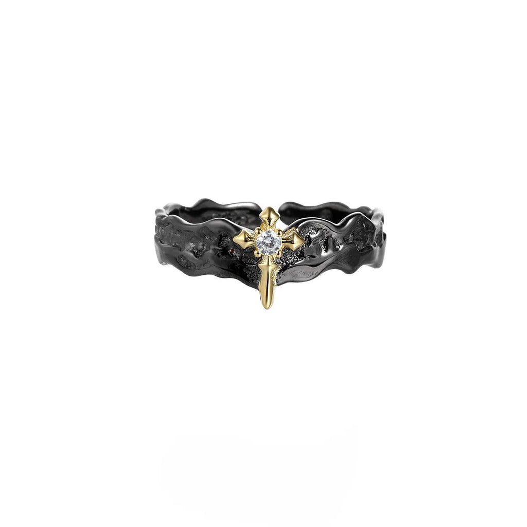 Princess Knight silver couple ring with adjustable opening and electroplated finish