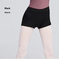 Black cotton ballet practice shorts for women's dance exercise and fitness