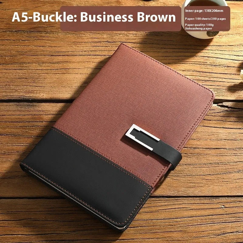A5 soft leather notebook with PU cover and wood-free paper in choice of five colours