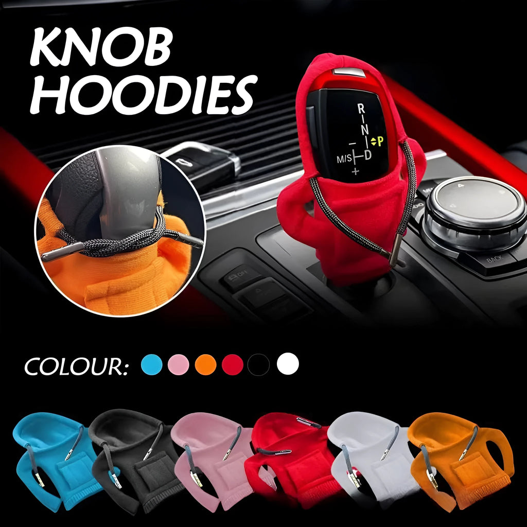 Velvet car gear handle sleeve in multiple colours showing tight, loose and new fit versions