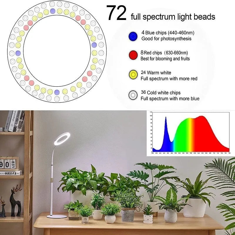 6-inch angel ring retractable floor plant grow light with adjustable aluminium alloy stand