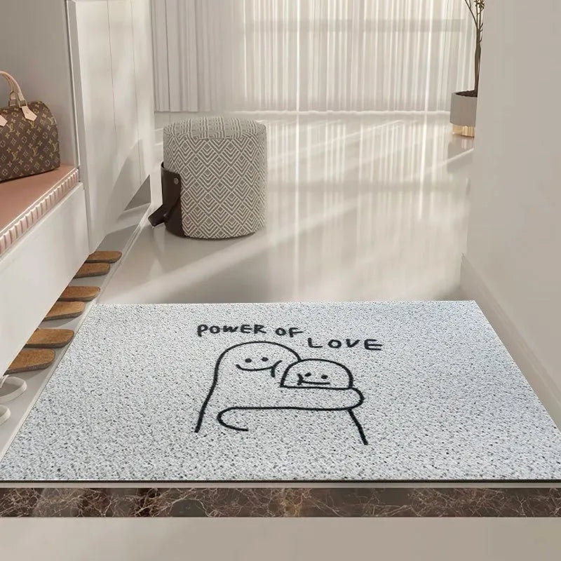 Square PVC floor mat with a cartoon facial expression and geometric pattern in Mr. Big Nose colour.