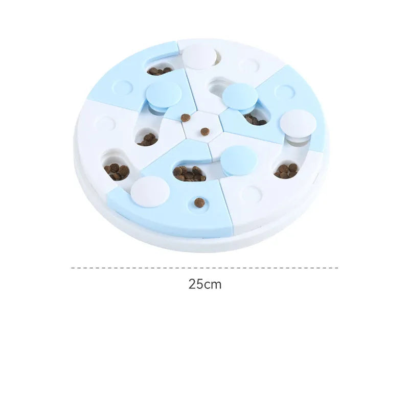 Blue and white PP jigsaw puzzle feeding tray for dogs