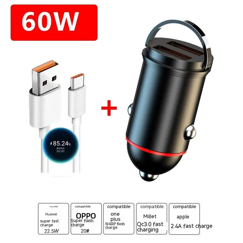 Black 200W car charger with zinc alloy housing and USB output interface