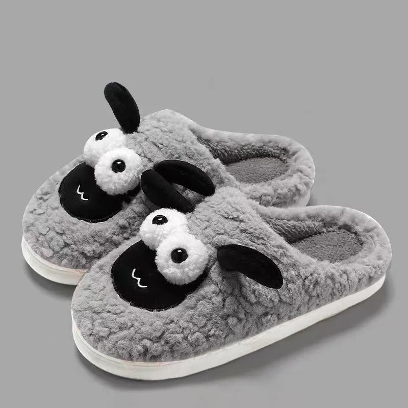 Thermal cotton slip-on slippers with suede upper in brown, grey, or white colours