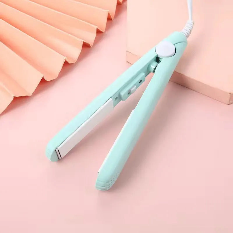 Mini hairdressing splint hair straightener in chosen colour with storage box and clip for bangs styling