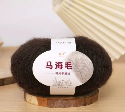 Mohair wool ball for DIY scarf kit with 34 colour options including white, grey, pink and blue