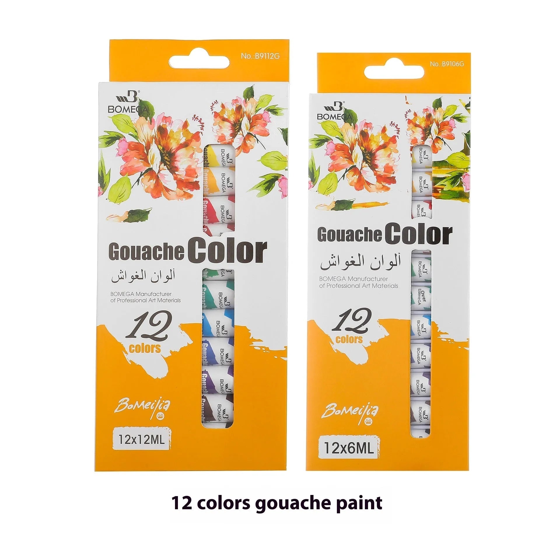 Professional 12-colour artist paint set with tubes for acrylic, oil, gouache, and watercolour techniques