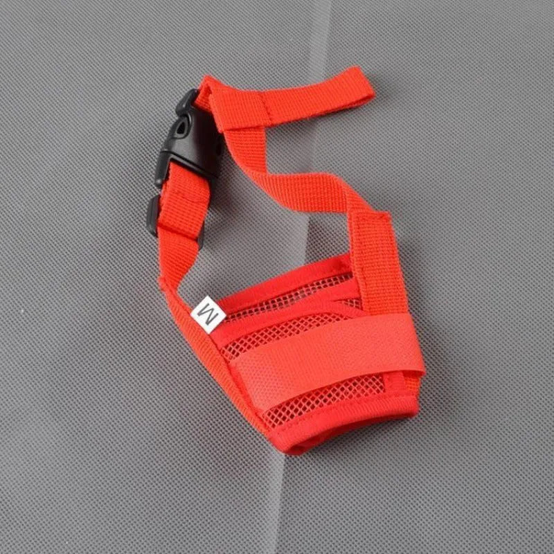 Adjustable plastic dog safety muzzle in cage design available in multiple colours and sizes