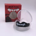 Adult boxing mouthguard with tooth socket-free design in black and white printed teeth pattern